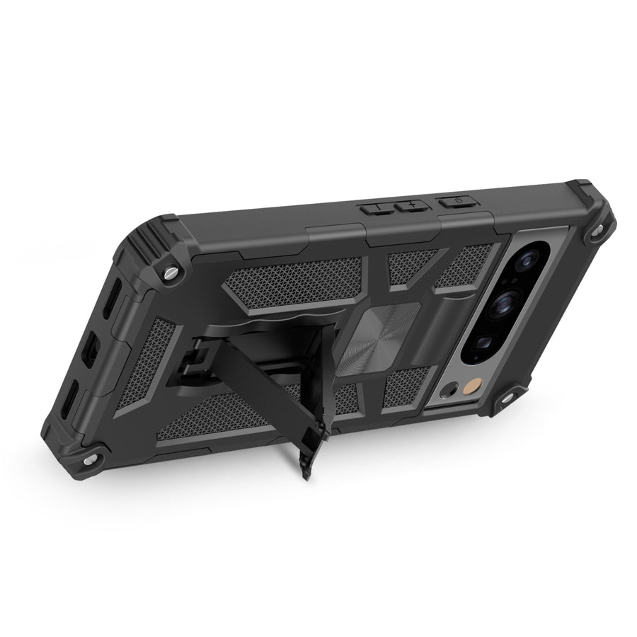 MyBat Sturdy Hybrid Protector Cover (with Stand) for Google Pixel 8 Pro - Black / Black - MGP8PCSFSSS001-7.jpg