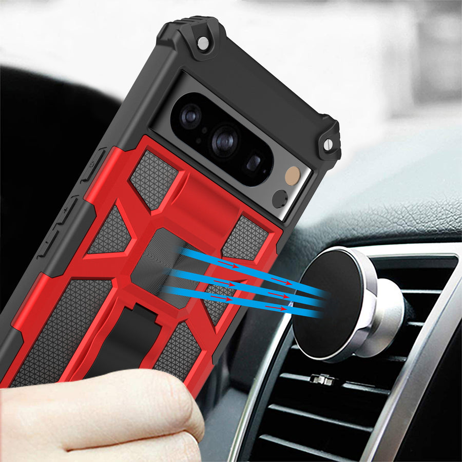 MyBat Sturdy Hybrid Protector Cover (with Stand) for Google Pixel 8 Pro - Red / Black - MGP8PCSFSSS003-9.jpg