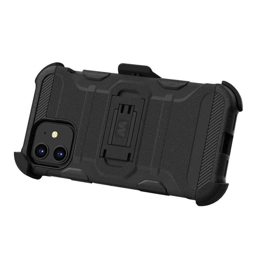 MyBat 3-in-1 Storm Tank Hybrid Protector Case Combo (with Black Holster) for Apple iPhone 12 mini - Black / Black - MIP12CS3NMS001-7.jpg