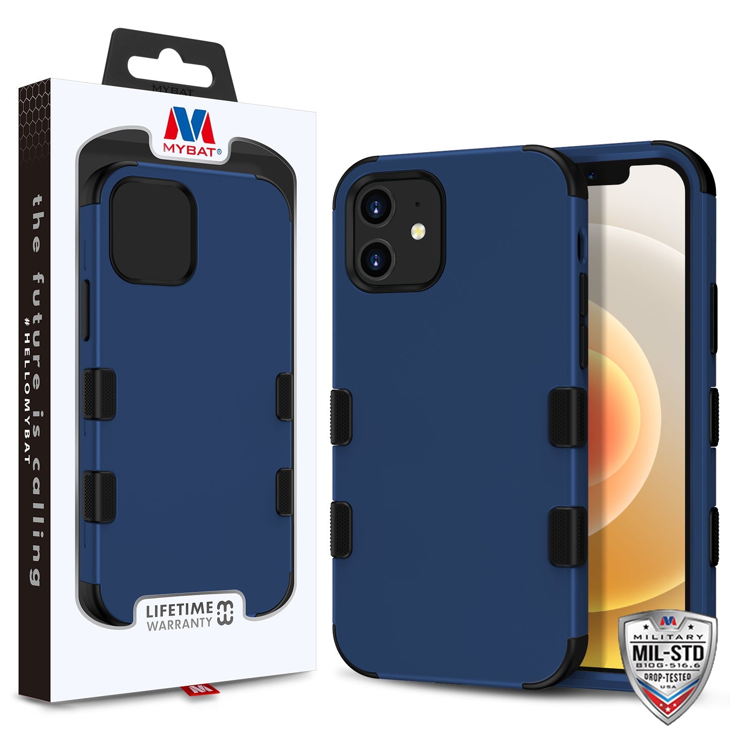 MyBat TUFF Hybrid Protector Case [Military-Grade Certified] for Apple iPhone 12 mini - Ink Blue