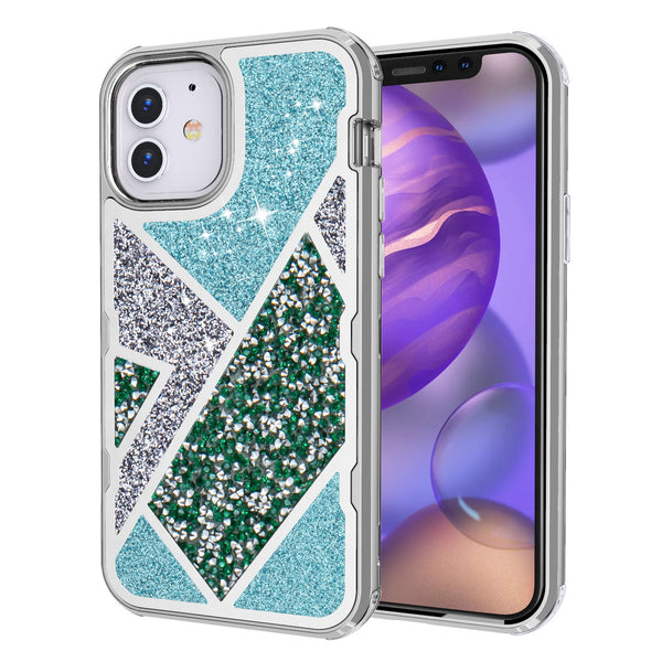 MyBat TUFF Kleer Hybrid Case for Apple iPhone 12 mini - Electroplated Silver / Transparent Clear Mini Crystals & Glitter - MIP12CSE4TD222-2.jpg