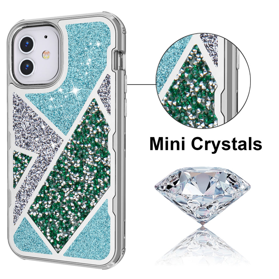 MyBat TUFF Kleer Hybrid Case for Apple iPhone 12 mini - Electroplated Silver / Transparent Clear Mini Crystals & Glitter - MIP12CSE4TD222-4.jpg