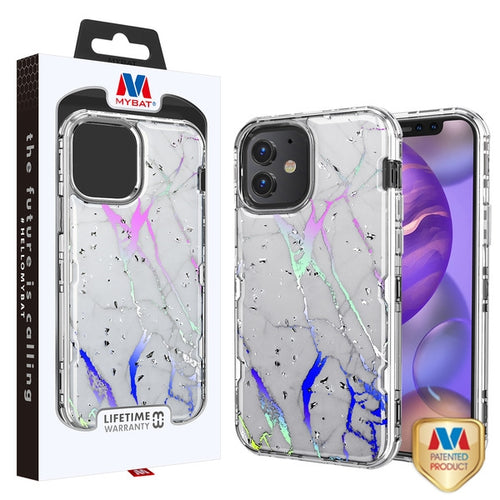 MyBat TUFF Kleer Hybrid Case for Apple iPhone 12 mini - White Marbling / Electroplating Silver - MIP12CSE4TM201-1.jpg