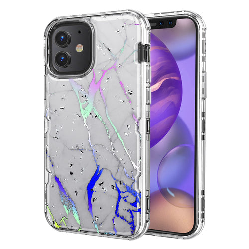 MyBat TUFF Kleer Hybrid Case for Apple iPhone 12 mini - White Marbling / Electroplating Silver - MIP12CSE4TM201-2.jpg