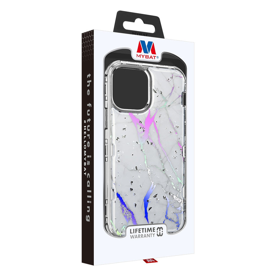 MyBat TUFF Kleer Hybrid Case for Apple iPhone 12 mini - White Marbling / Electroplating Silver