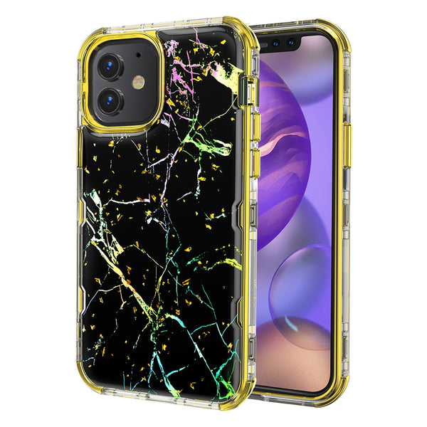MyBat TUFF Kleer Hybrid Case for Apple iPhone 12 mini - Black Marbling / Electroplating Gold - MIP12CSE4TM204-2.jpg