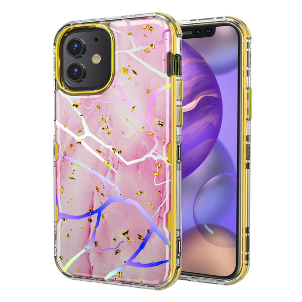 MyBat TUFF Kleer Hybrid Case for Apple iPhone 12 mini - Pink Marbling / Electroplating Gold - MIP12CSE4TM205-2.jpg