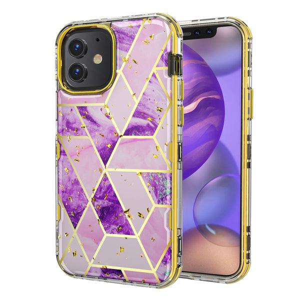 MyBat TUFF Kleer Hybrid Case for Apple iPhone 12 mini - Electroplated Purple Marble / Electroplating Gold - MIP12CSE4TM252-2.jpg