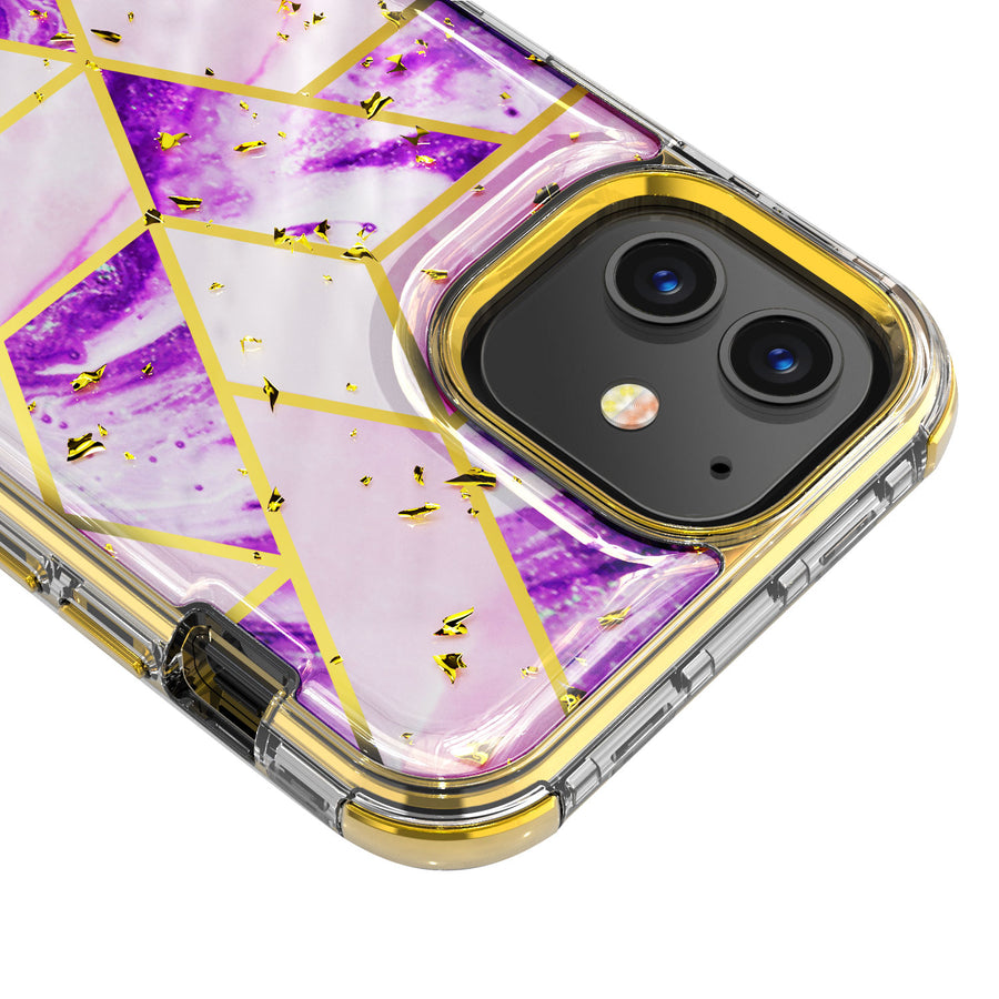 MyBat TUFF Kleer Hybrid Case for Apple iPhone 12 mini - Electroplated Purple Marble / Electroplating Gold - MIP12CSE4TM252-4.jpg