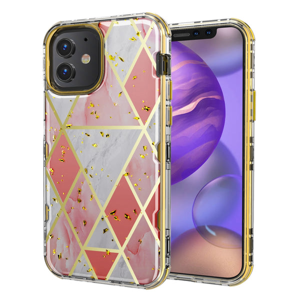 MyBat TUFF Kleer Hybrid Case for Apple iPhone 12 mini - Electroplated Pink Marble / Electroplating Gold - MIP12CSE4TM253-2.jpg