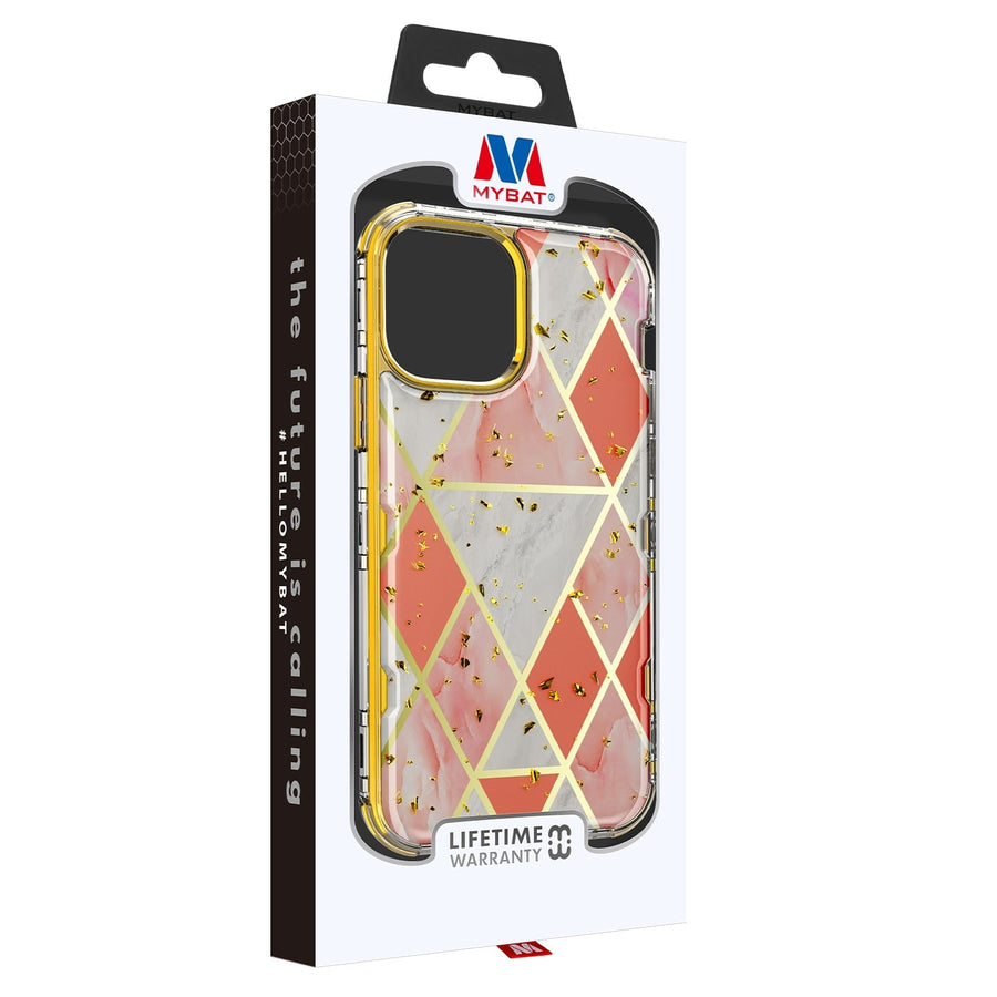 MyBat TUFF Kleer Hybrid Case for Apple iPhone 12 mini - Electroplated Pink Marble / Electroplating Gold
