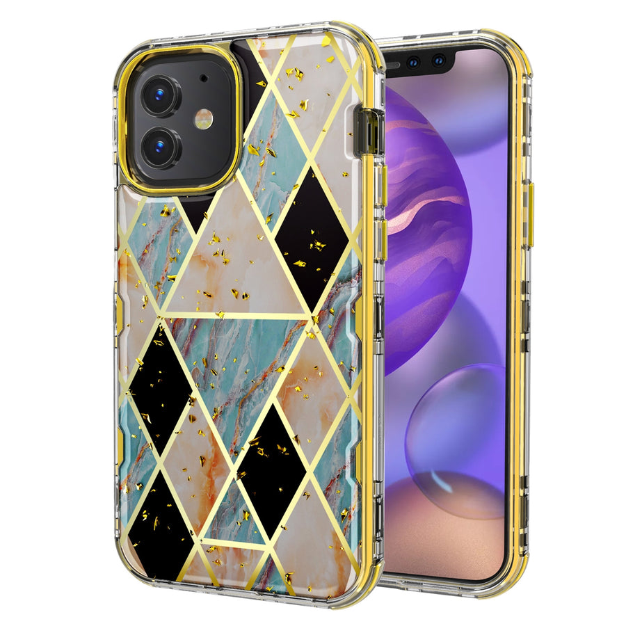 MyBat TUFF Kleer Hybrid Case for Apple iPhone 12 mini - Electroplated Blue Marble / Electroplating Gold - MIP12CSE4TM254-2.jpg
