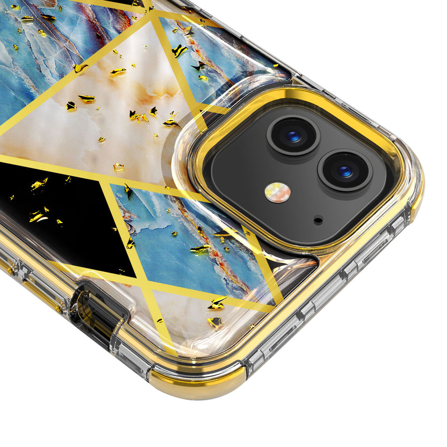 MyBat TUFF Kleer Hybrid Case for Apple iPhone 12 mini - Electroplated Blue Marble / Electroplating Gold - MIP12CSE4TM254-4.jpg