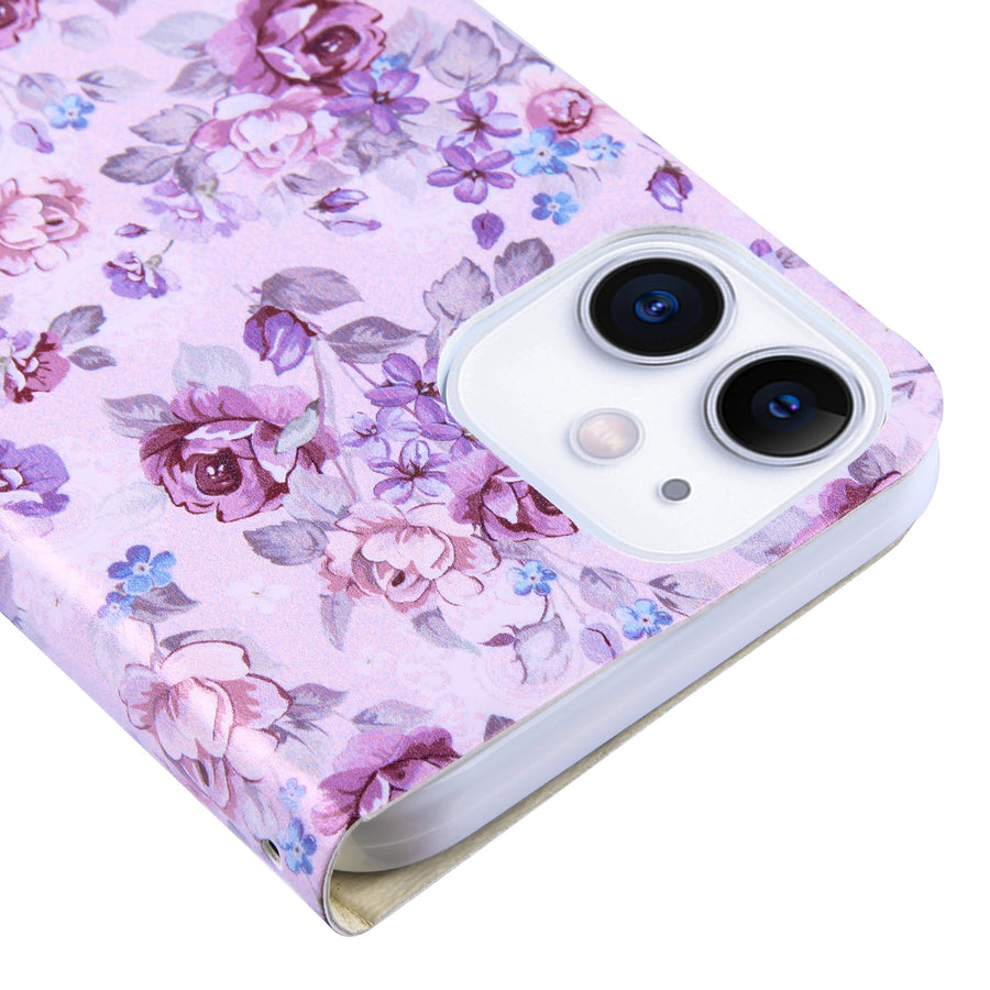 MyBat MyJacket Wallet Diamond Series for Apple iPhone 12 mini - Fresh Purple Flowers - MIP12PCMJD103-5.jpg