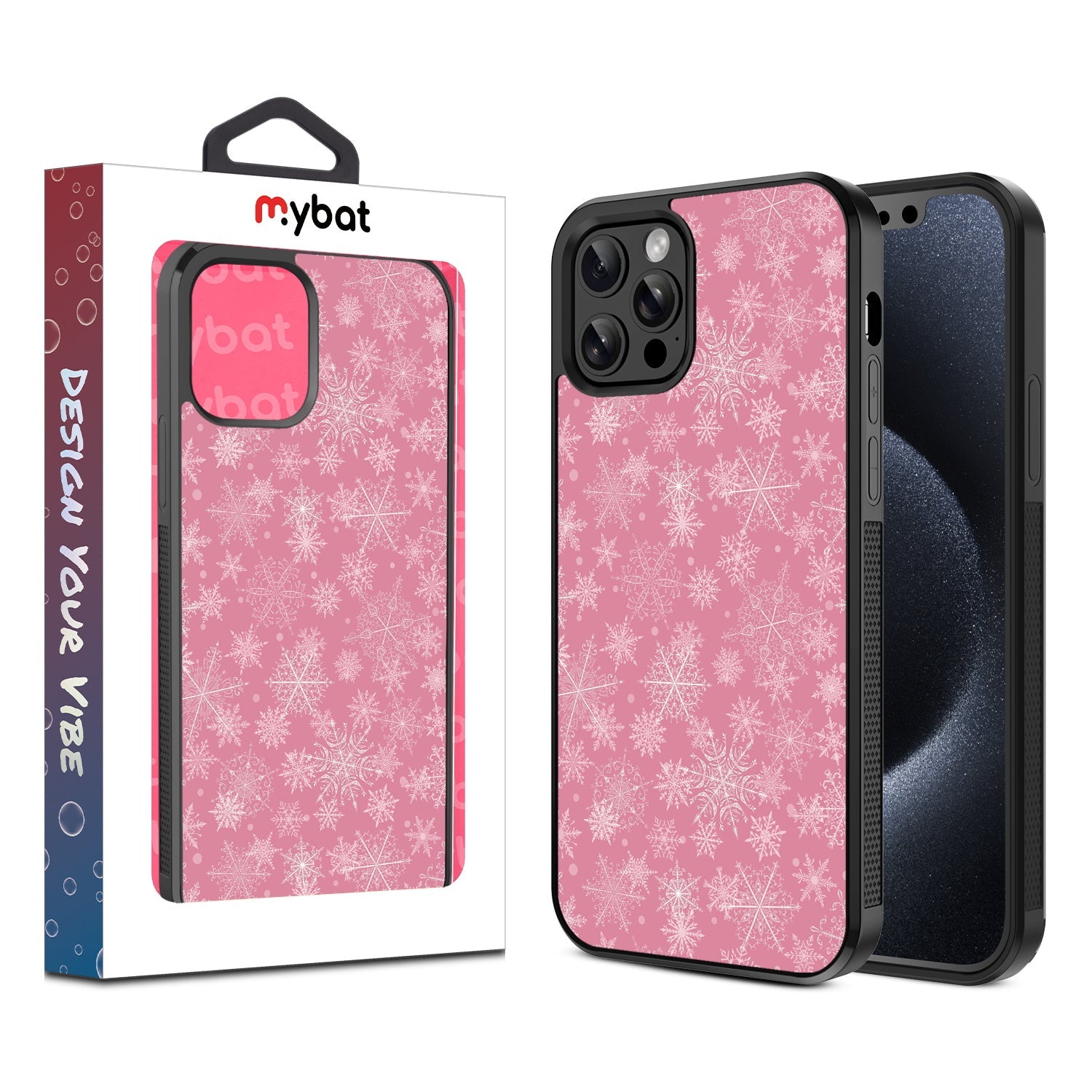 MyBat Design Lab Series Case for Apple iPhone 12 / 12 Pro (6.1) - Pink Snowflakes