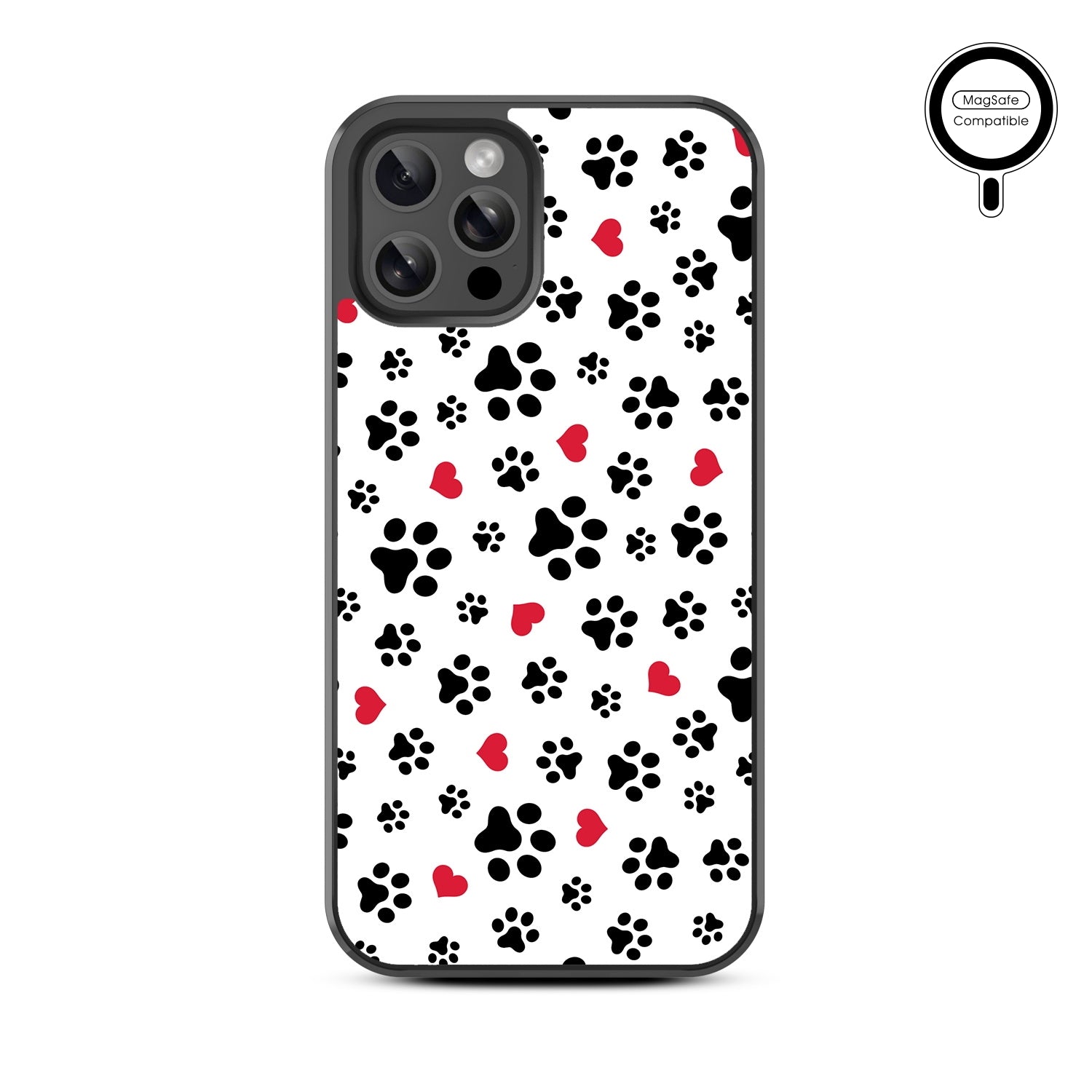 MyBat Design Lab Series MagSafe Case for Apple iPhone 12 / 12 Pro (6.1) - Paw Prints and Hearts