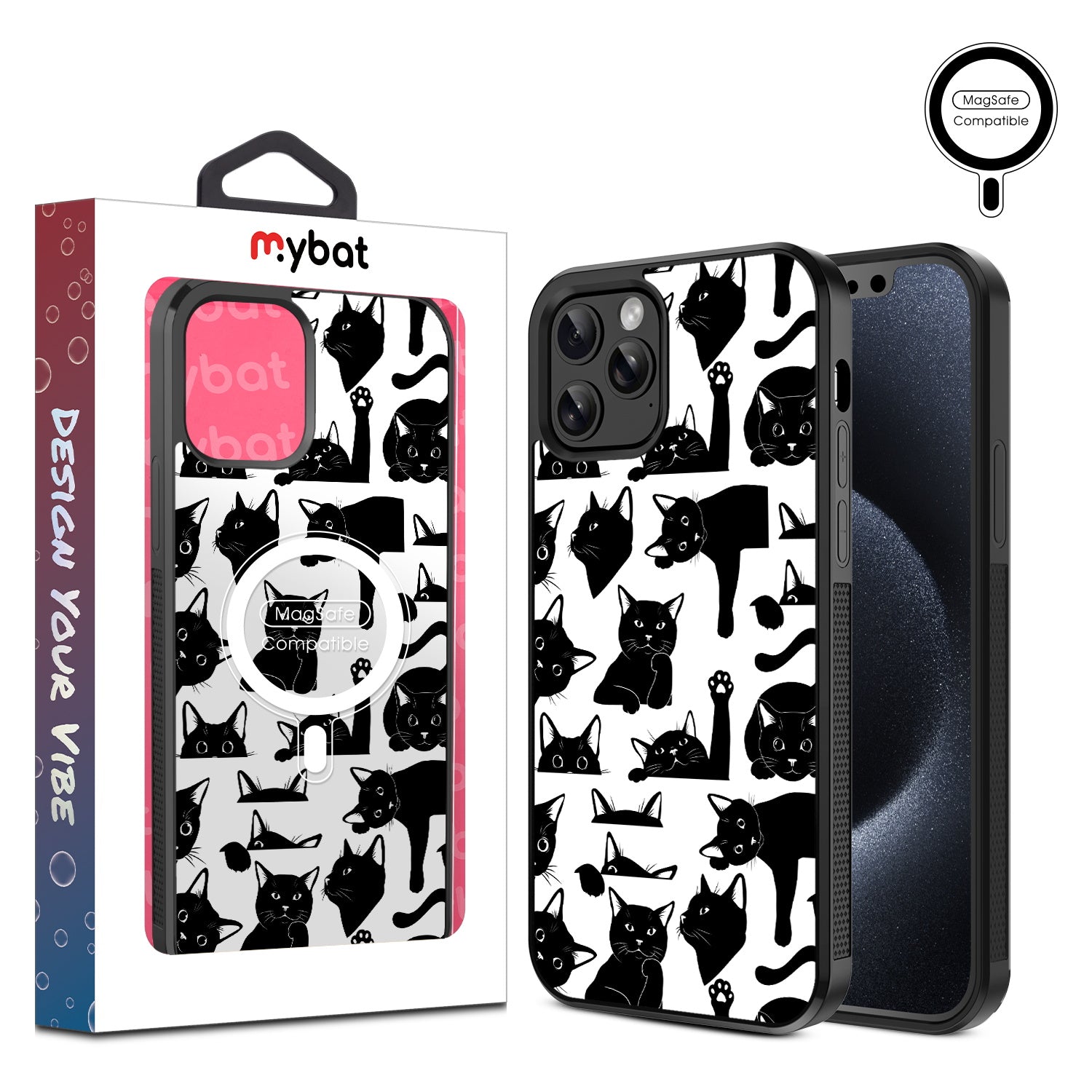 MyBat Design Lab Series MagSafe Case for Apple iPhone 12 / 12 Pro (6.1) - Black Cats