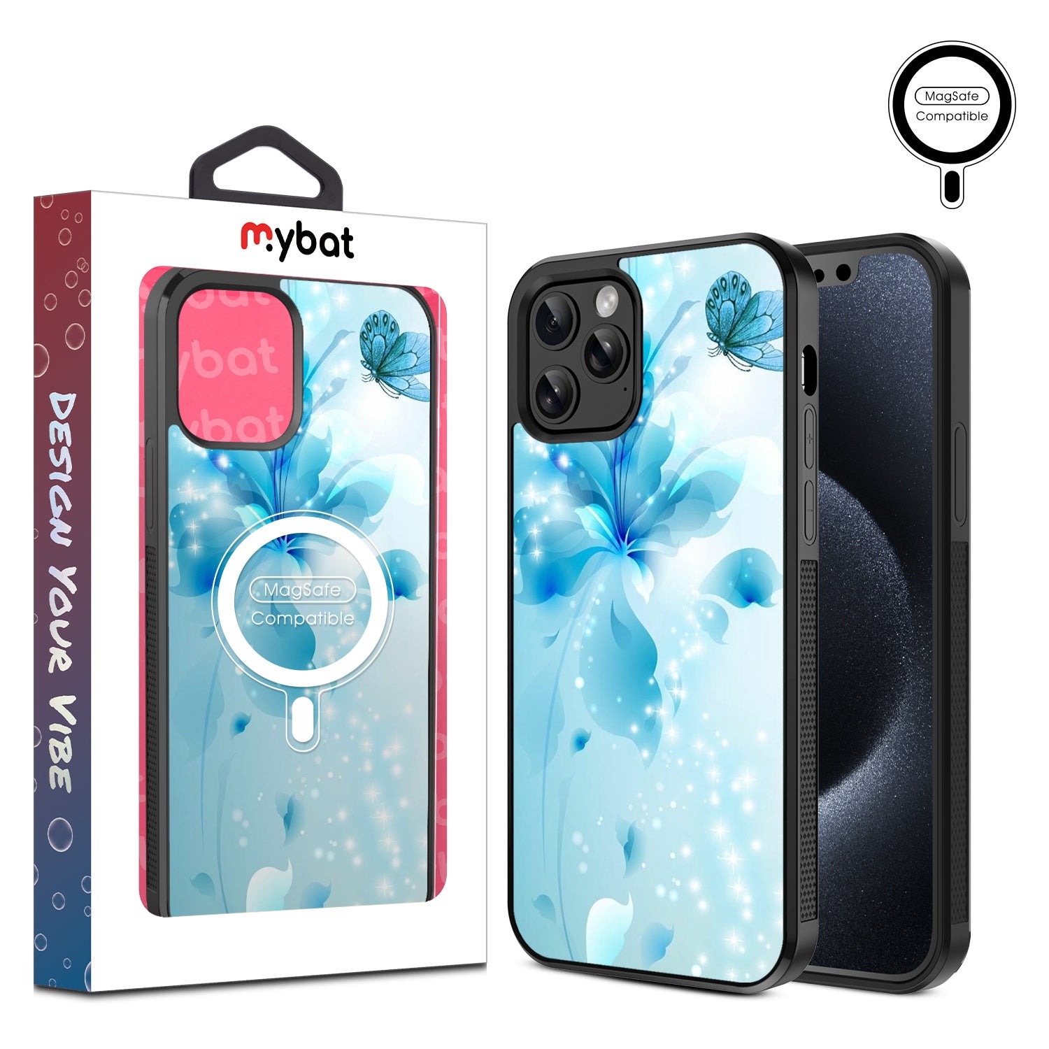 MyBat Design Lab Series MagSafe Case for Apple iPhone 12 / 12 Pro (6.1) - Butterfly & Flowers
