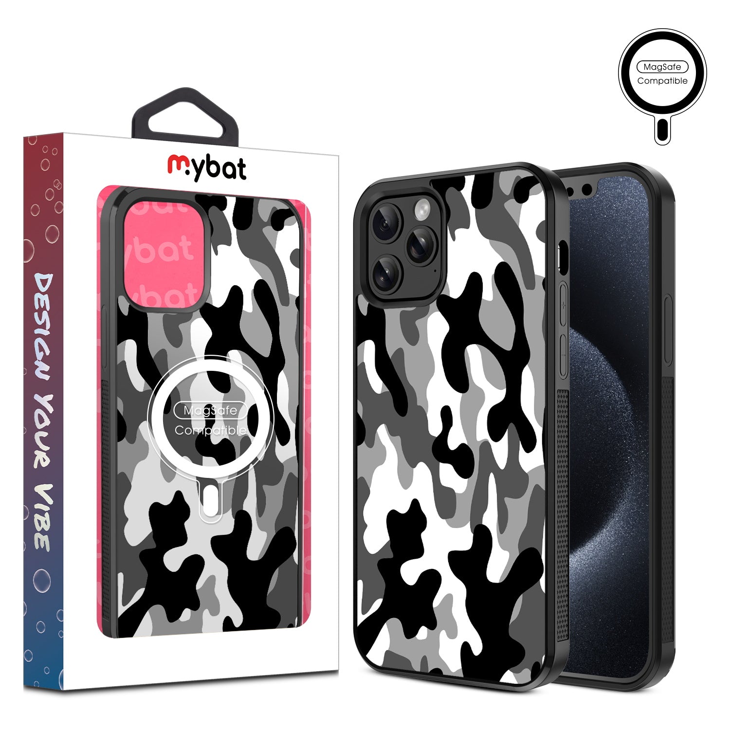 MyBat Design Lab Series MagSafe Case for Apple iPhone 12 / 12 Pro (6.1) - Black & White Camouflage