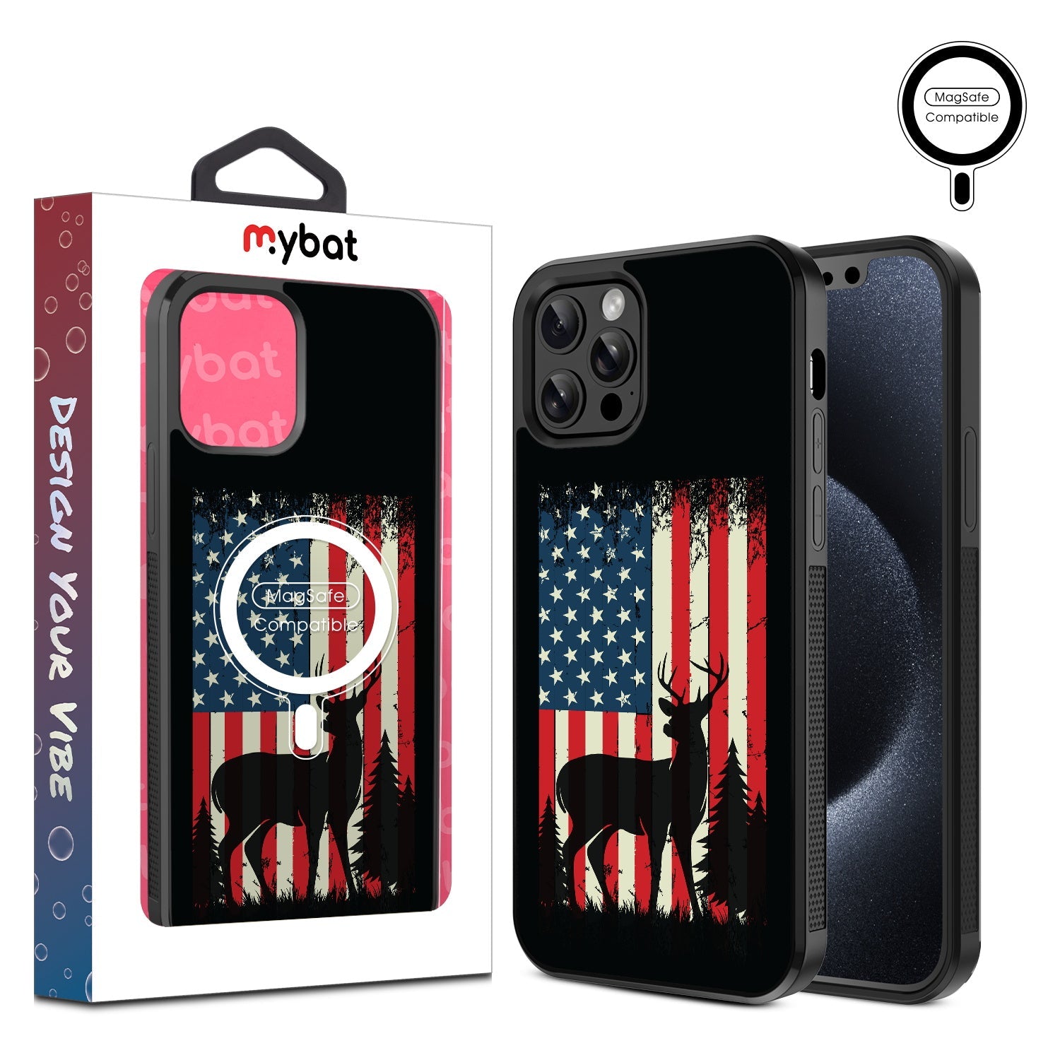 MyBat Design Lab Series MagSafe Case for Apple iPhone 12 / 12 Pro (6.1) - Stars, Stripes and Stags