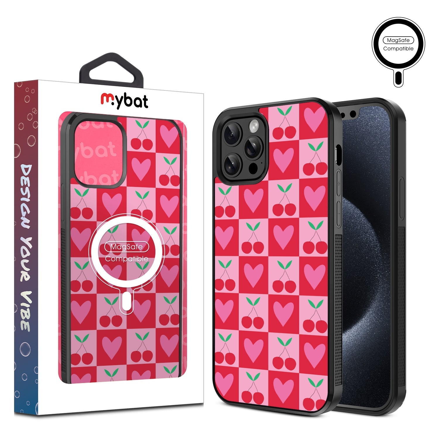 MyBat Design Lab Series MagSafe Case for Apple iPhone 12 / 12 Pro (6.1) - Cherry Hearts