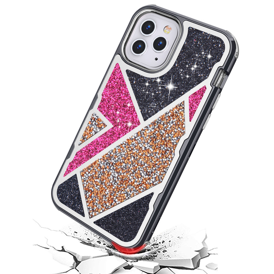 MyBat TUFF Kleer Hybrid Case for Apple iPhone 12 Pro Max - Electroplated Black / Transparent Clear Mini Crystals & Glitter - MIP12PMCSE4TD221-5.jpg