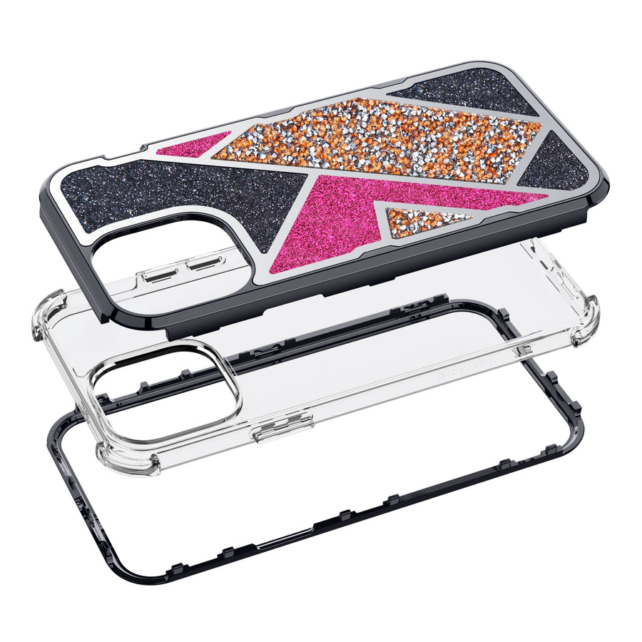 MyBat TUFF Kleer Hybrid Case for Apple iPhone 12 Pro Max - Electroplated Black / Transparent Clear Mini Crystals & Glitter - MIP12PMCSE4TD221-6.jpg