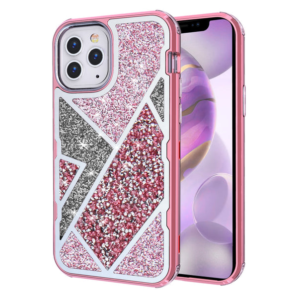 MyBat TUFF Kleer Hybrid Case for Apple iPhone 12 Pro Max - Electroplated Rose Gold / Transparent Clear Mini Crystals & Glitter - MIP12PMCSE4TD223-2.jpg