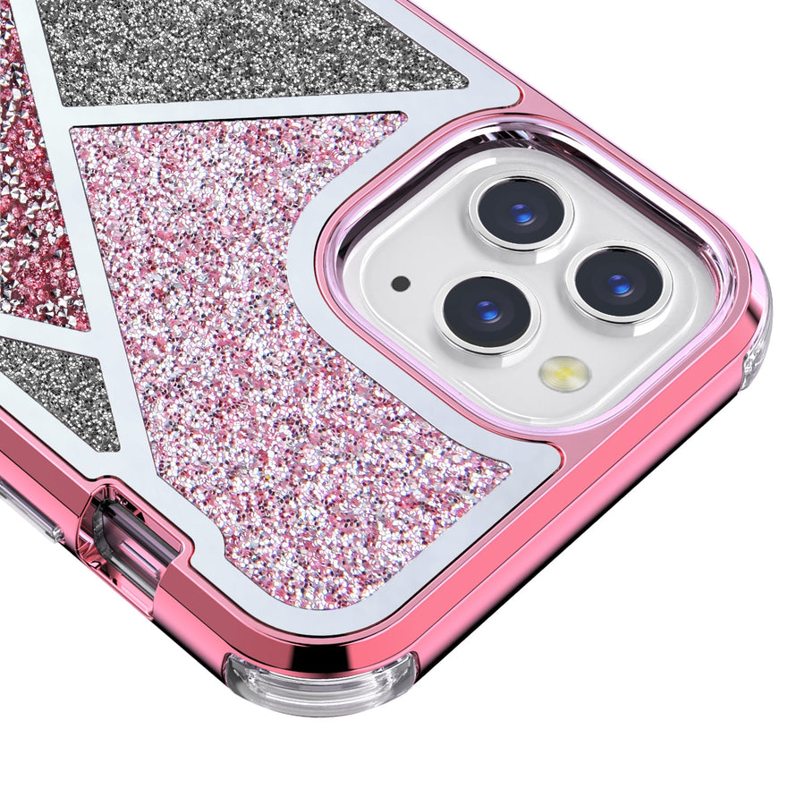 MyBat TUFF Kleer Hybrid Case for Apple iPhone 12 Pro Max - Electroplated Rose Gold / Transparent Clear Mini Crystals & Glitter - MIP12PMCSE4TD223-3.jpg