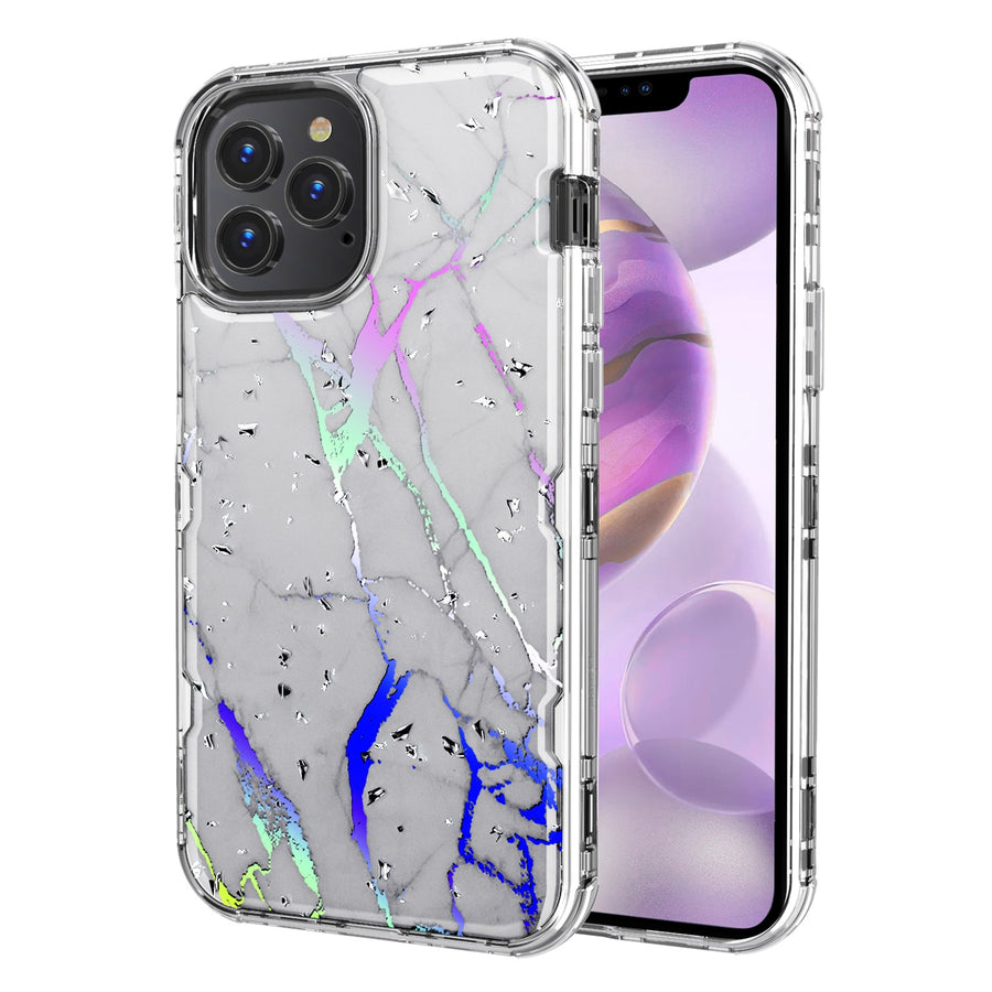 MyBat TUFF Kleer Hybrid Case for Apple iPhone 12 Pro Max - White Marbling / Electroplating Silver - MIP12PMCSE4TM201-2.jpg
