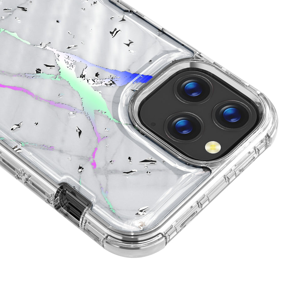 MyBat TUFF Kleer Hybrid Case for Apple iPhone 12 Pro Max - White Marbling / Electroplating Silver - MIP12PMCSE4TM201-4.jpg