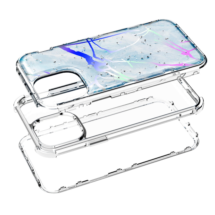 MyBat TUFF Kleer Hybrid Case for Apple iPhone 12 Pro Max - Blue Marbling / Electroplating Silver - MIP12PMCSE4TM203-3.jpg