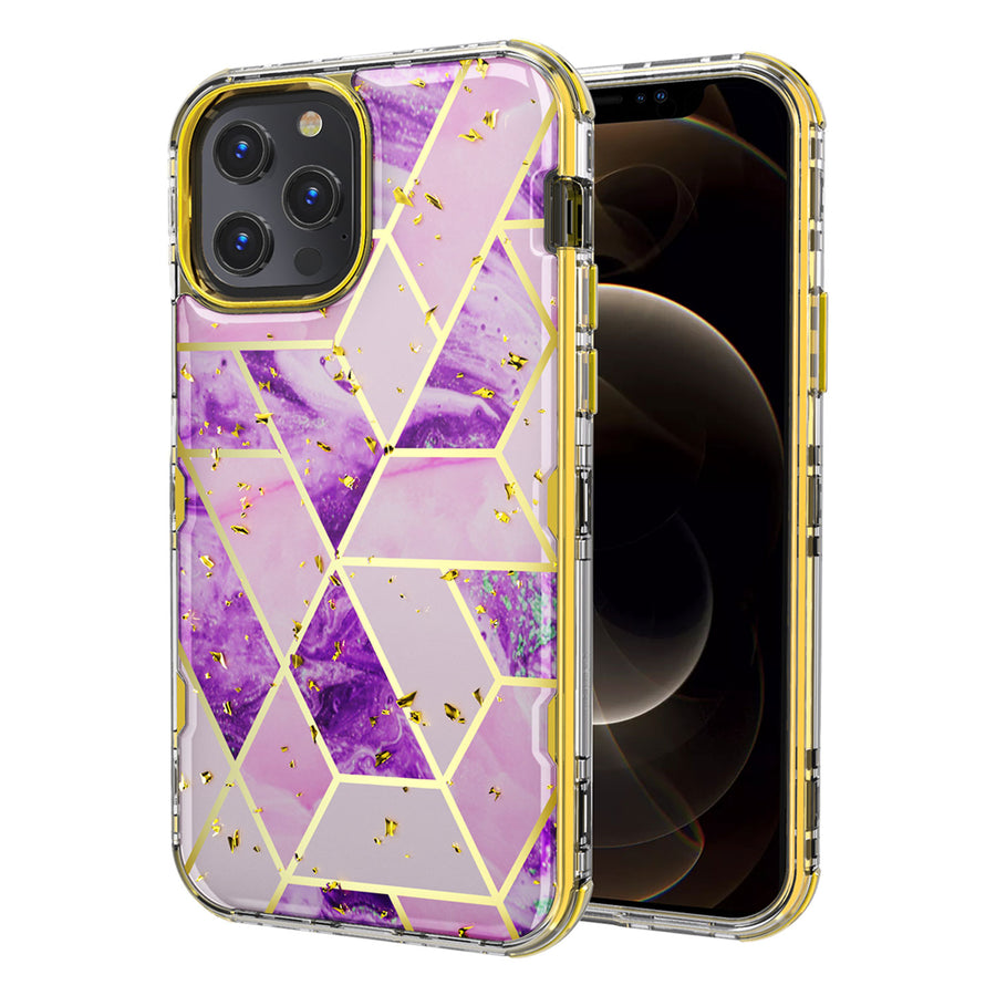 MyBat TUFF Kleer Hybrid Case for Apple iPhone 12 Pro Max - Electroplated Purple Marble / Electroplating Gold - MIP12PMCSE4TM252-2.jpg