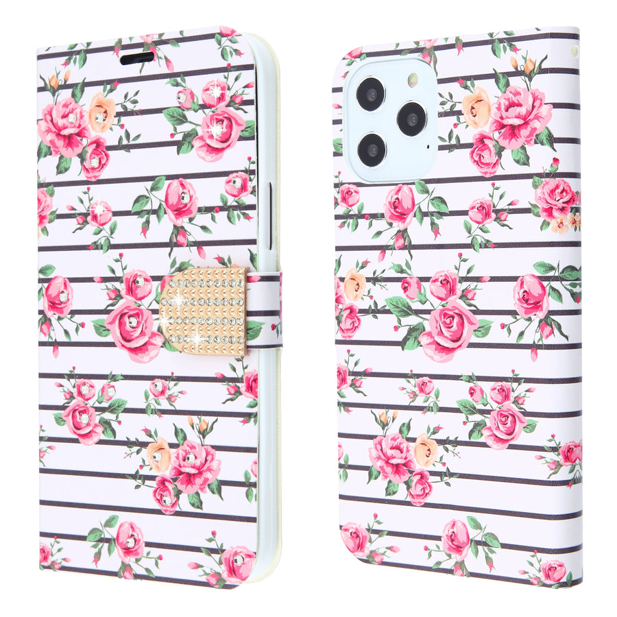 MyBat MyJacket Wallet Diamond Series for Apple iPhone 12 Pro Max - Pink Fresh Roses - MIP12PMPCMJD105-6.jpg