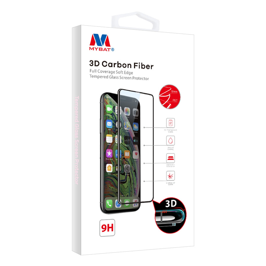 MyBat 3D Carbon Fiber Full Coverage Soft Edge Tempered Glass Screen Protector for Apple iPhone 12 Pro Max - Black - MIP12PMSCF101-10.jpg