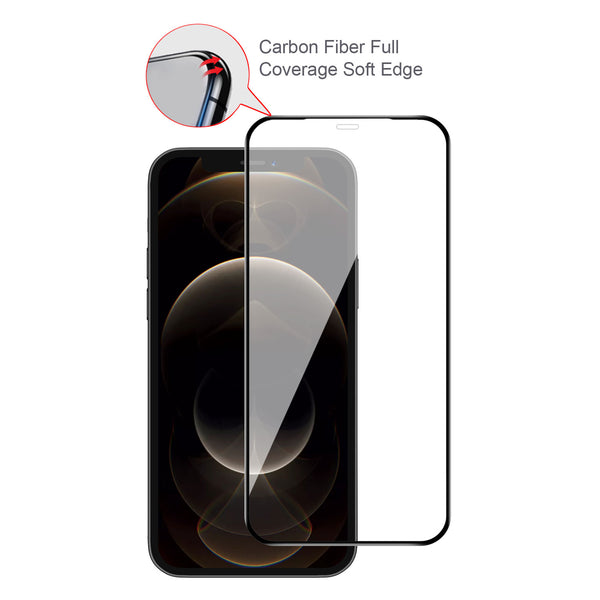MyBat 3D Carbon Fiber Full Coverage Soft Edge Tempered Glass Screen Protector for Apple iPhone 12 Pro Max - Black - MIP12PMSCF101-2.jpg