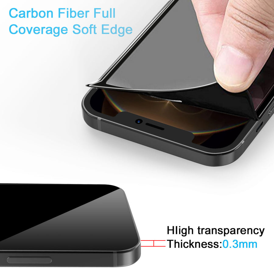 MyBat 3D Carbon Fiber Full Coverage Soft Edge Tempered Glass Screen Protector for Apple iPhone 12 Pro Max - Black - MIP12PMSCF101-6.jpg