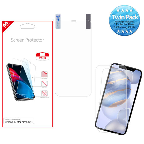 MyBat Screen Protector Twin Pack for Apple iPhone 12 / 12 Pro - Clear