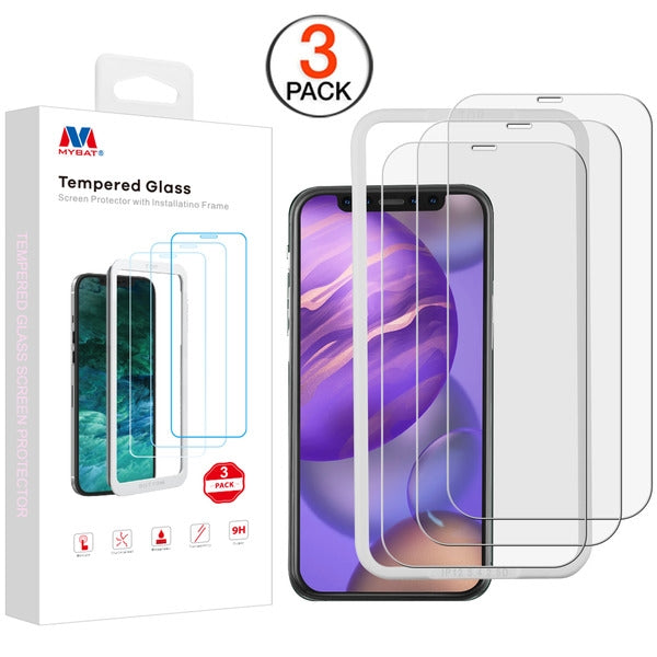 MyBat (3 Pack)Tempered Glass Screen Protector with Installation Frame for Apple iPhone 12 mini - Clear - MIP12SC81TH-1.jpg