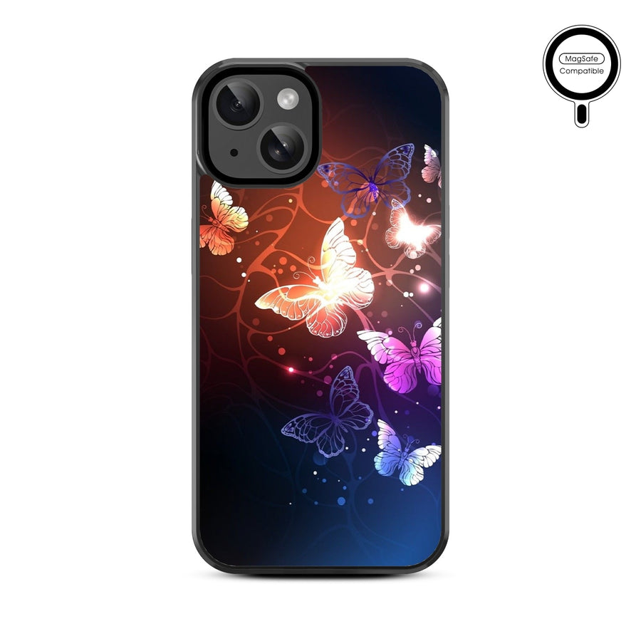 MyBat Design Lab Series MagSafe Case for Apple iPhone 17e / 16e / 14 / 13 - Neon Butterflies