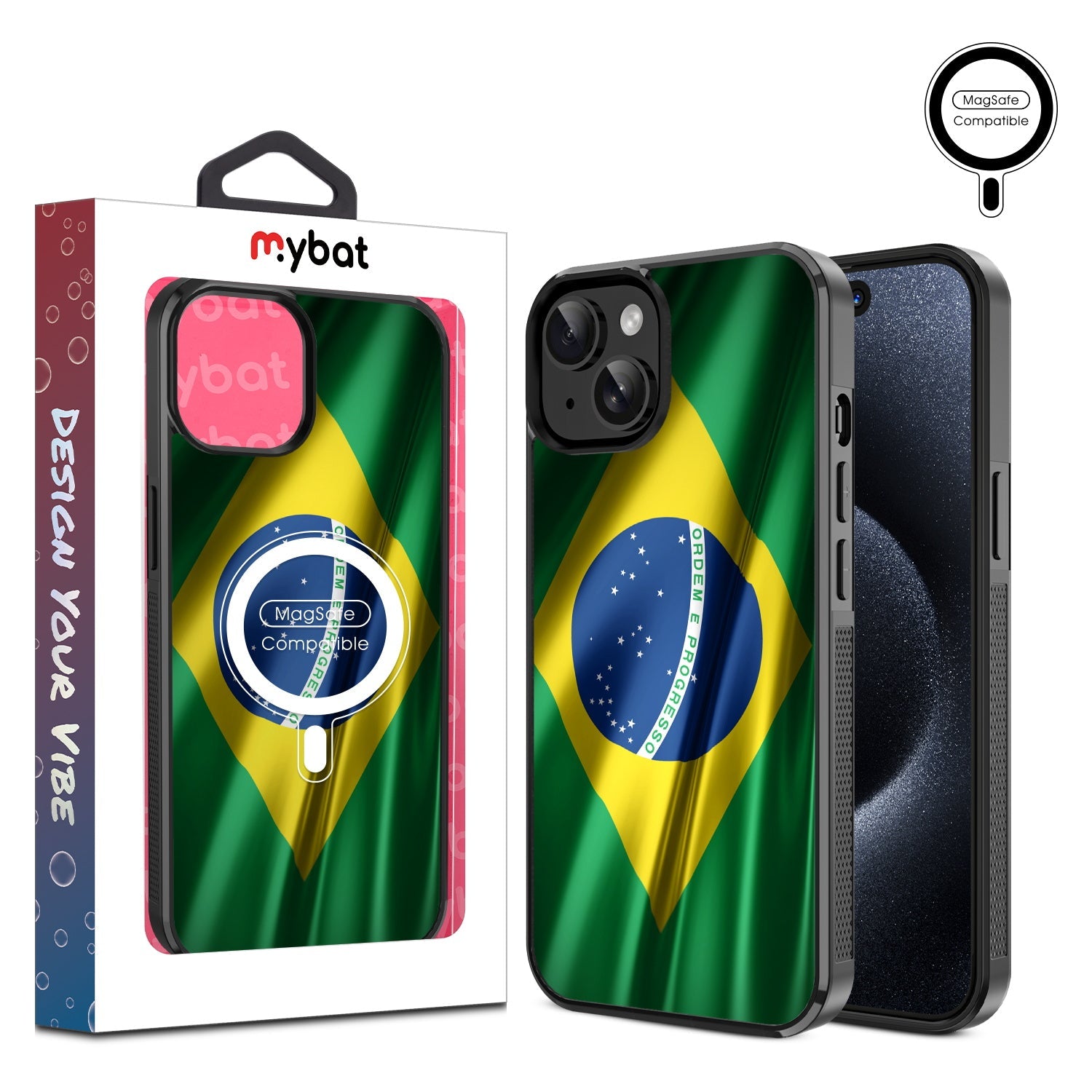 MyBat Design Lab Series MagSafe Case for Apple iPhone 17e / 16e / 14 / 13 - Brazilian Flag