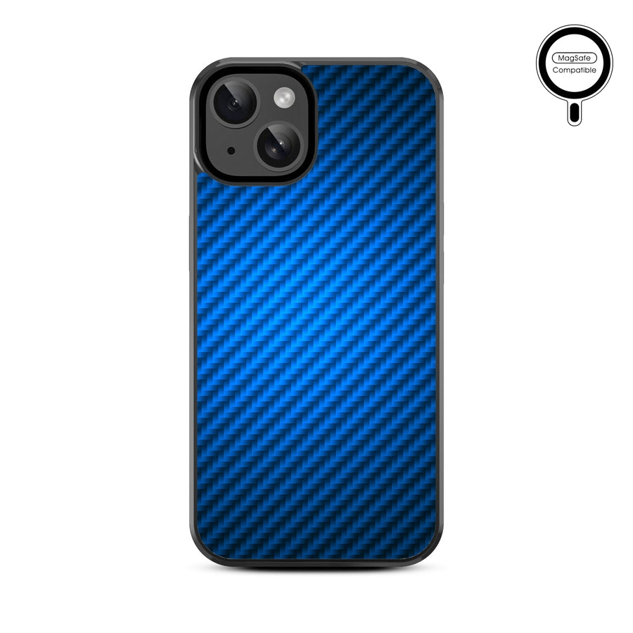 MyBat Design Lab Series MagSafe Case for Apple iPhone 17e / 16e / 14 / 13 - Blue Carbon Fiber
