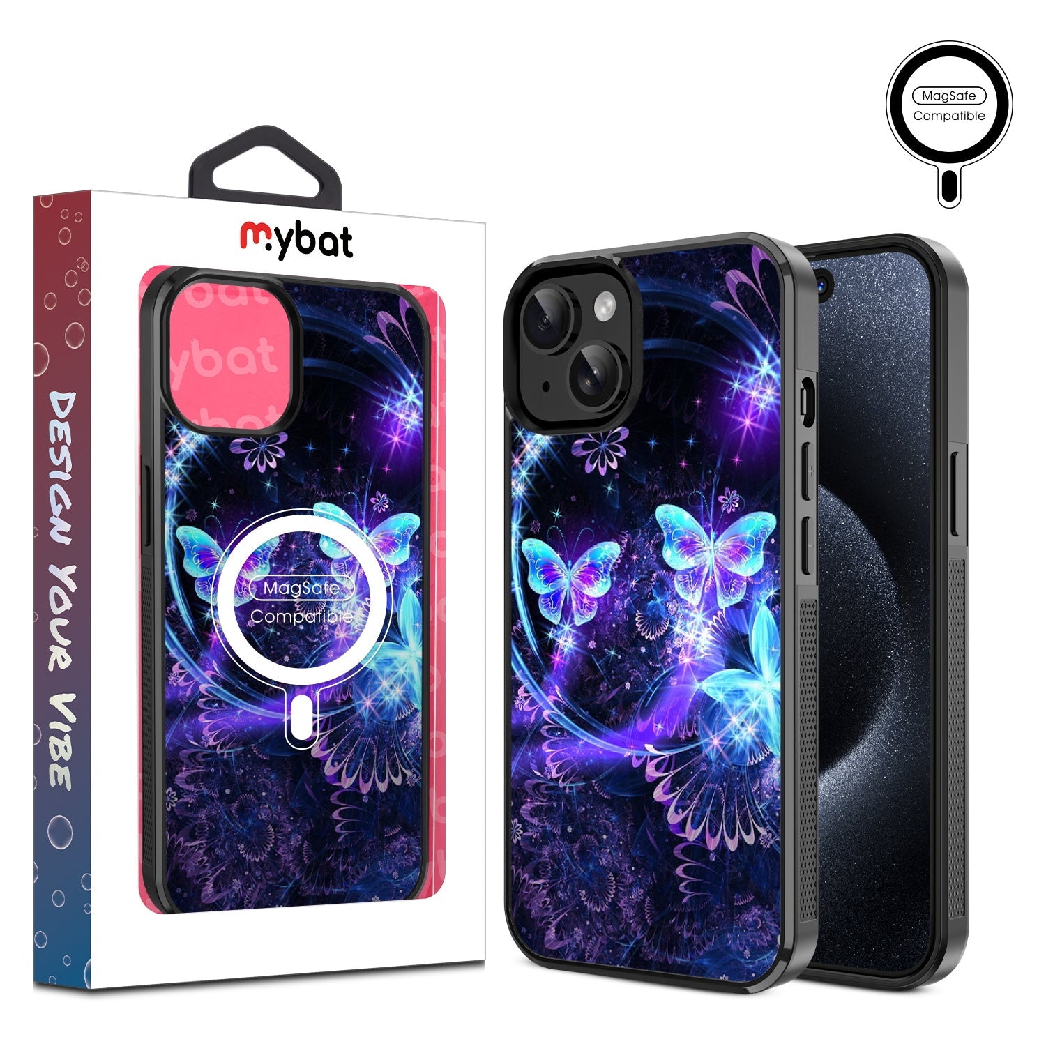 MyBat Design Lab Series MagSafe Case for Apple iPhone 17e / 16e / 14 / 13 - Butterfly Magic