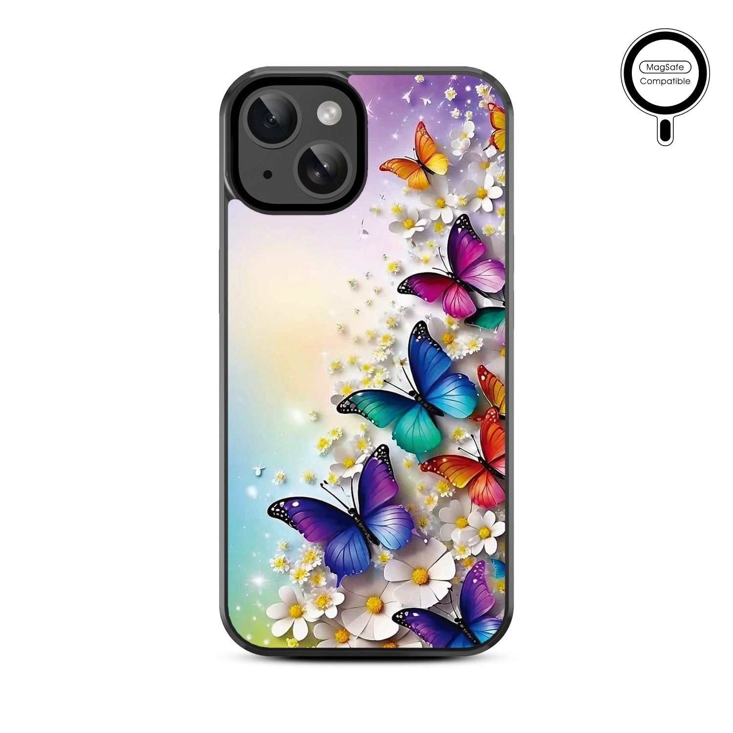MyBat Design Lab Series MagSafe Case for Apple iPhone 17e / 16e / 14 / 13 - Rainbow Butterflies