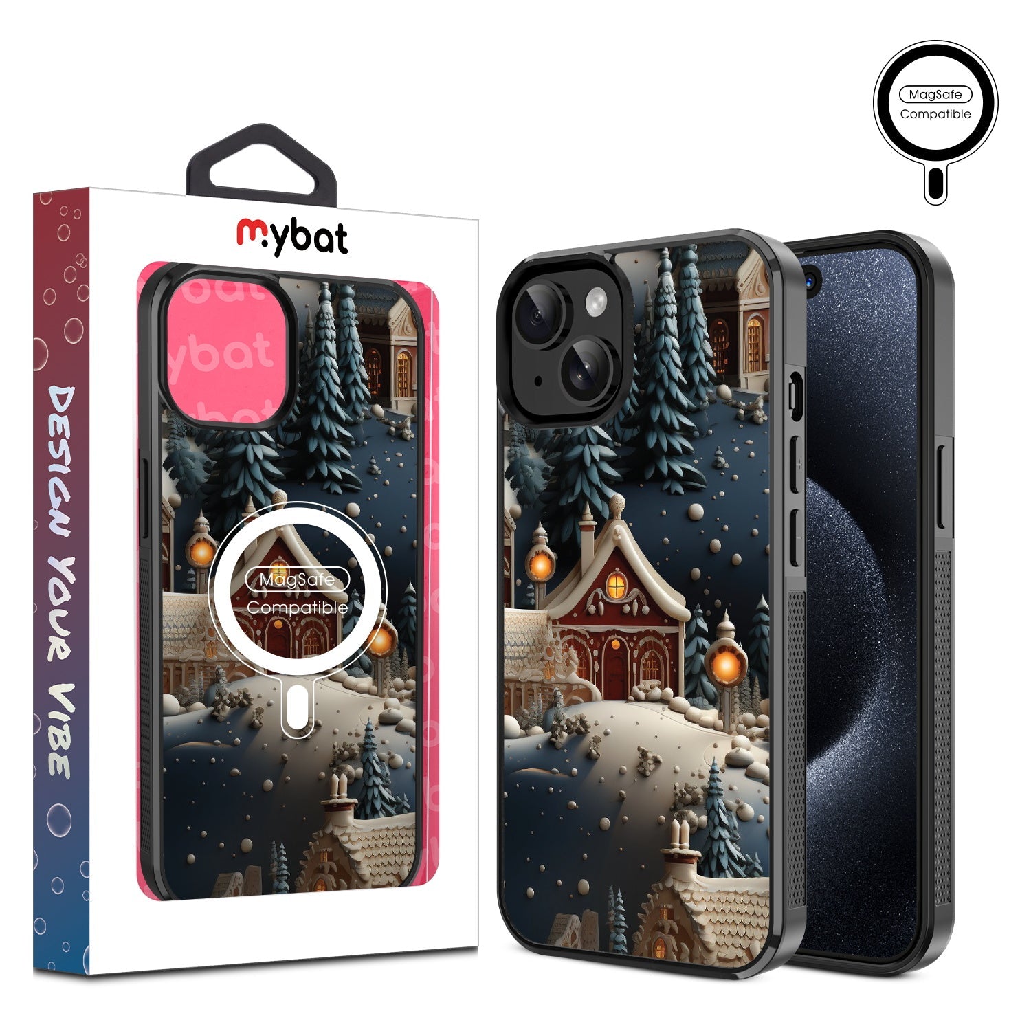 MyBat Design Lab Series MagSafe Case for Apple iPhone 17e / 16e / 14 / 13 - Home for the Holidays