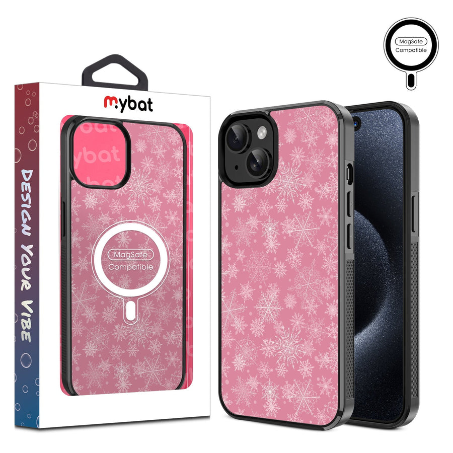 MyBat Design Lab Series MagSafe Case for Apple iPhone 17e / 16e / 14 / 13 - Pink Snowflakes