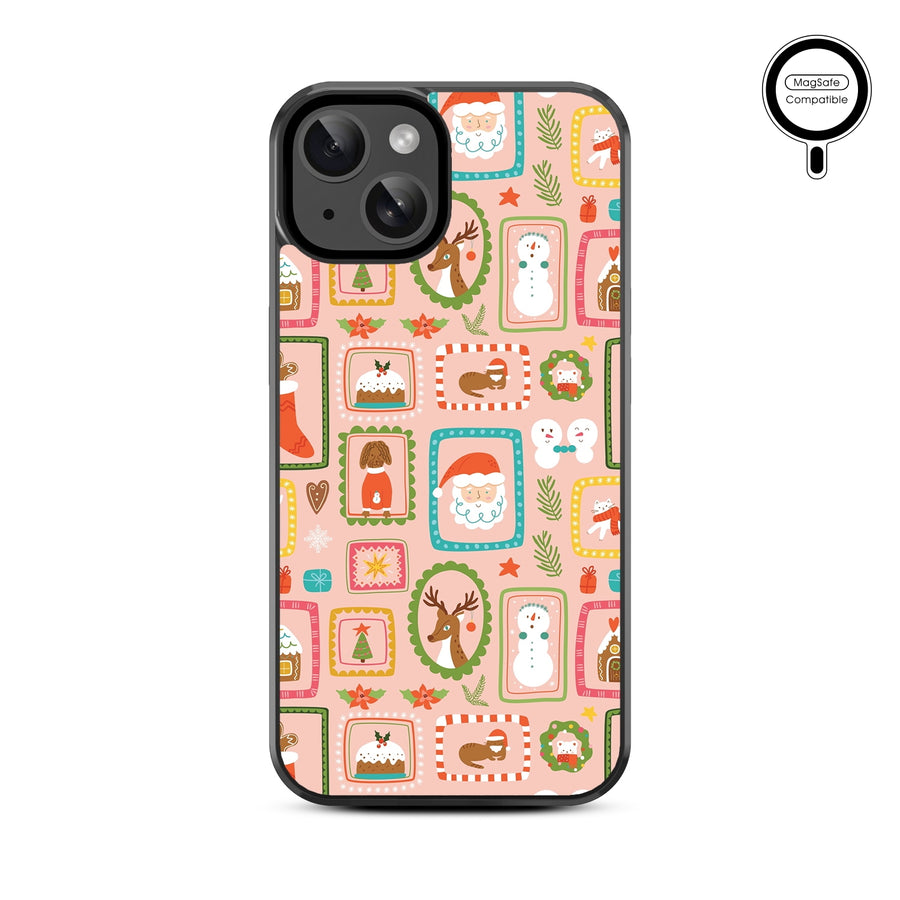 MyBat Design Lab Series MagSafe Case for Apple iPhone 17e / 16e / 14 / 13 - Holiday Stamps - MIP13CSLESMSM297-3.jpg