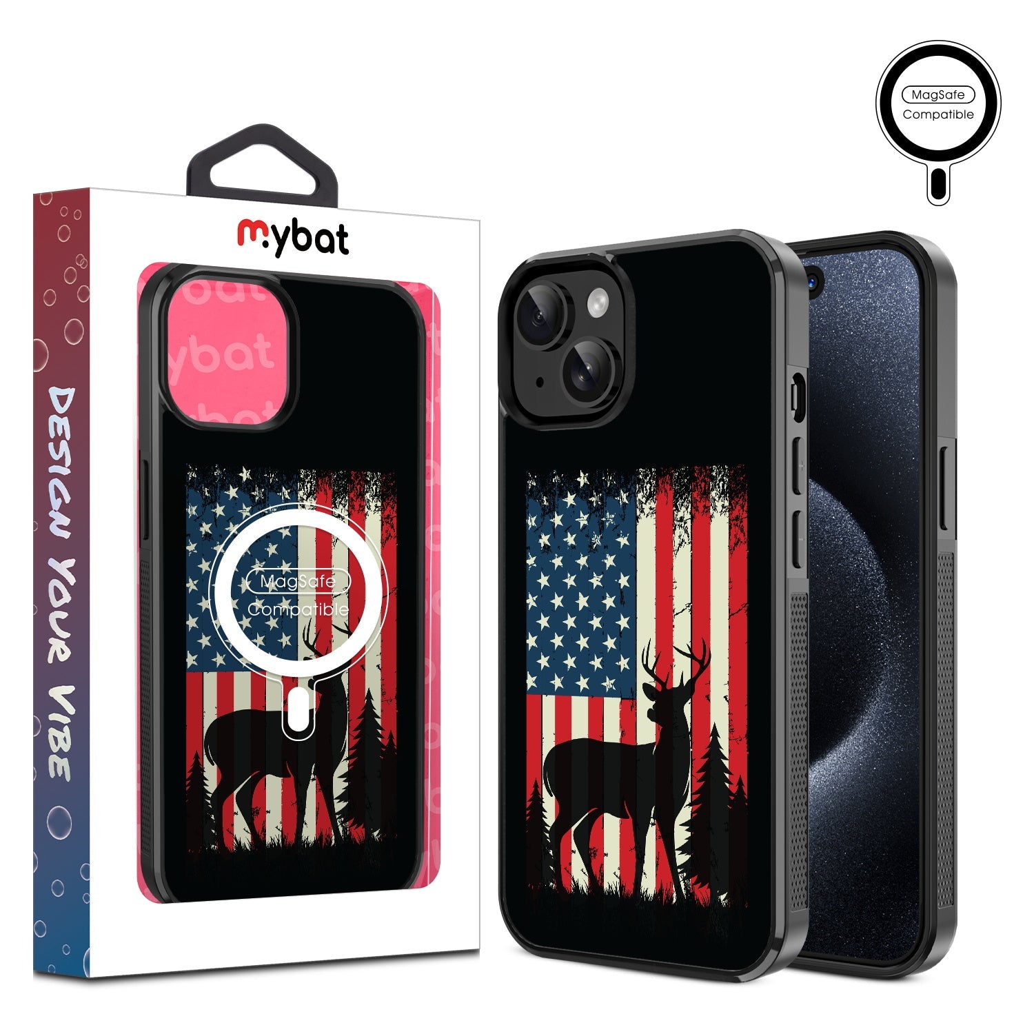 MyBat Design Lab Series MagSafe Case for Apple iPhone 17e / 16e / 14 / 13 - Stars, Stripes and Stags