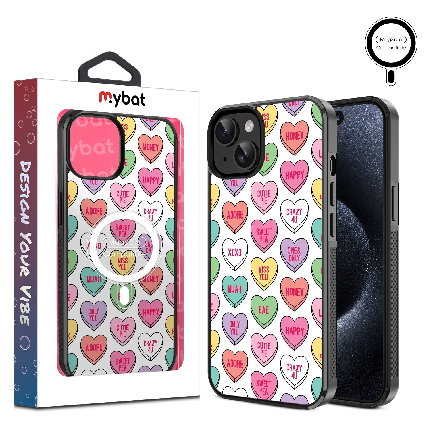 MyBat Design Lab Series MagSafe Case for Apple iPhone 17e / 16e / 14 / 13 - Sweet Hearts