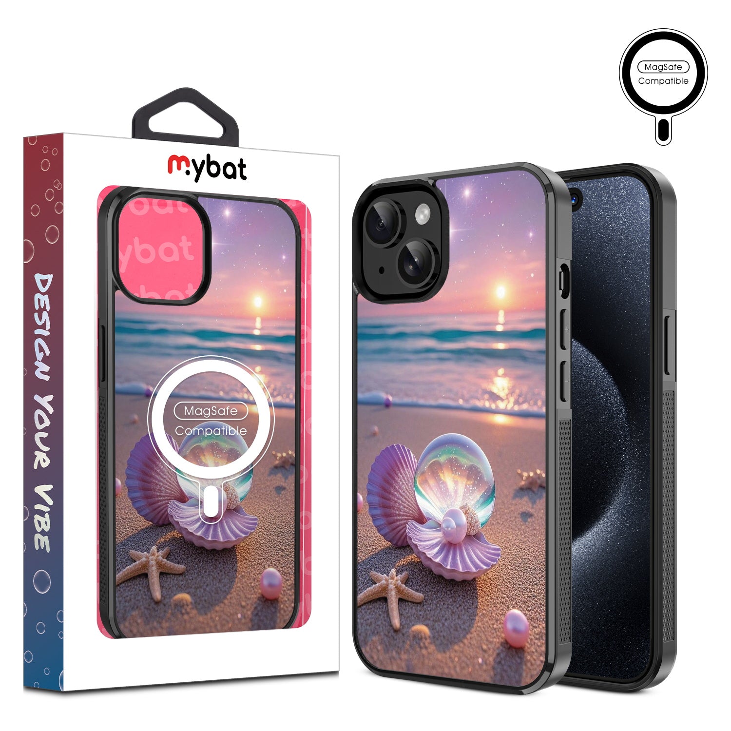 MyBat Design Lab Series MagSafe Case for Apple iPhone 17e / 16e / 14 / 13 - Seashell Beach
